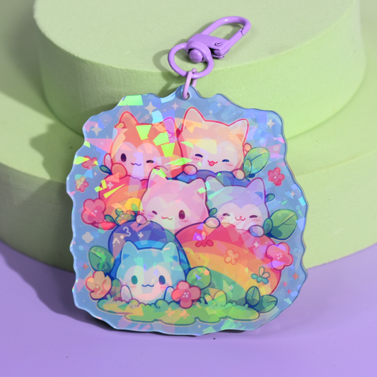 Sparkle Critter Garden Holographic Keyring