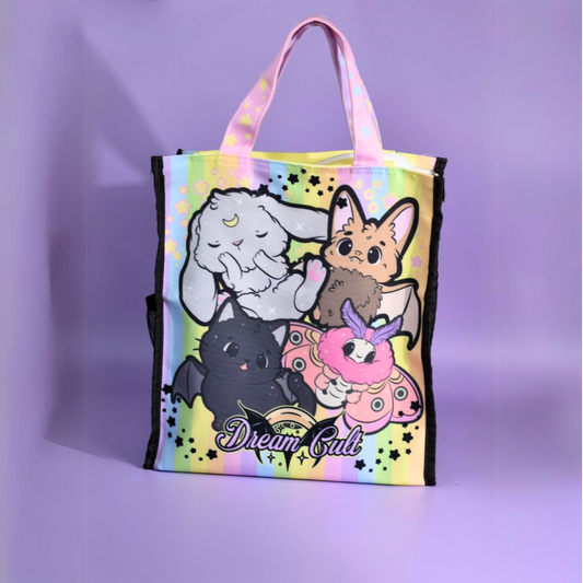 Kawaii Familiars Zipped Tote Bag with Pockets