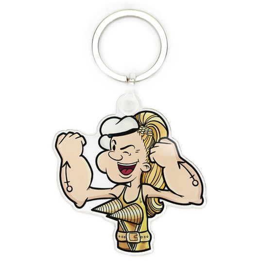 Material Goyle Popeye Madonna mash up Keyring